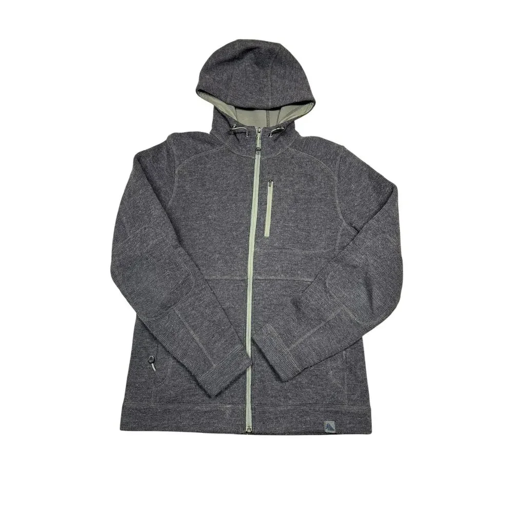 L.L.Bean Purple Gray Wool Tek Full-Zip Fleece Lined Hooded Jacket Men's Small